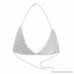 CHICTRY Women's Bikini Top Shiny Adjustable Chest Chain Bra Halter Neck Beachwear Silver B07BS8YWZB